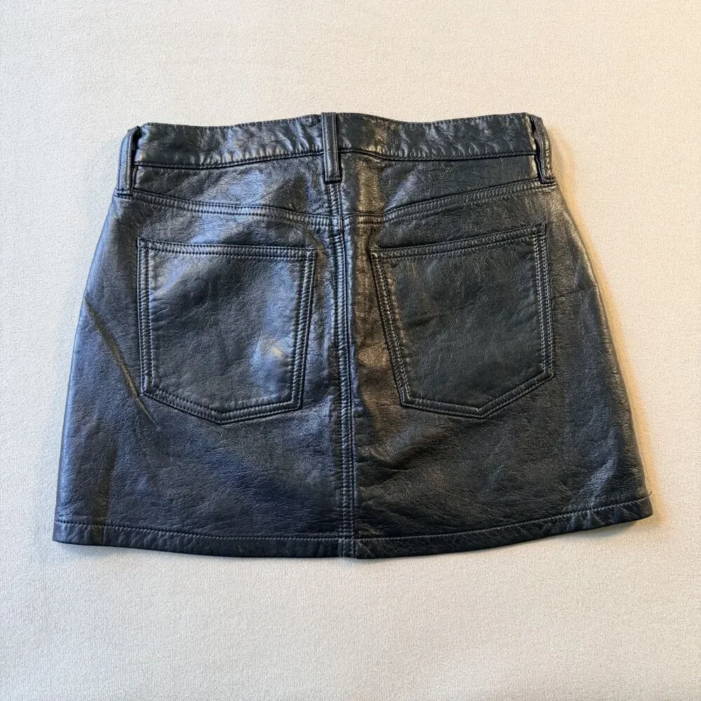 AGOLDE - Recycled Liv  Leather Mini Skirt - Size 24